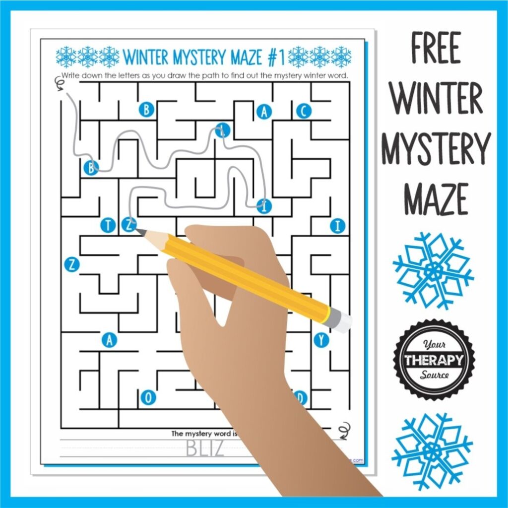 Winter Maze Free Printable Worksheet Your Therapy Source