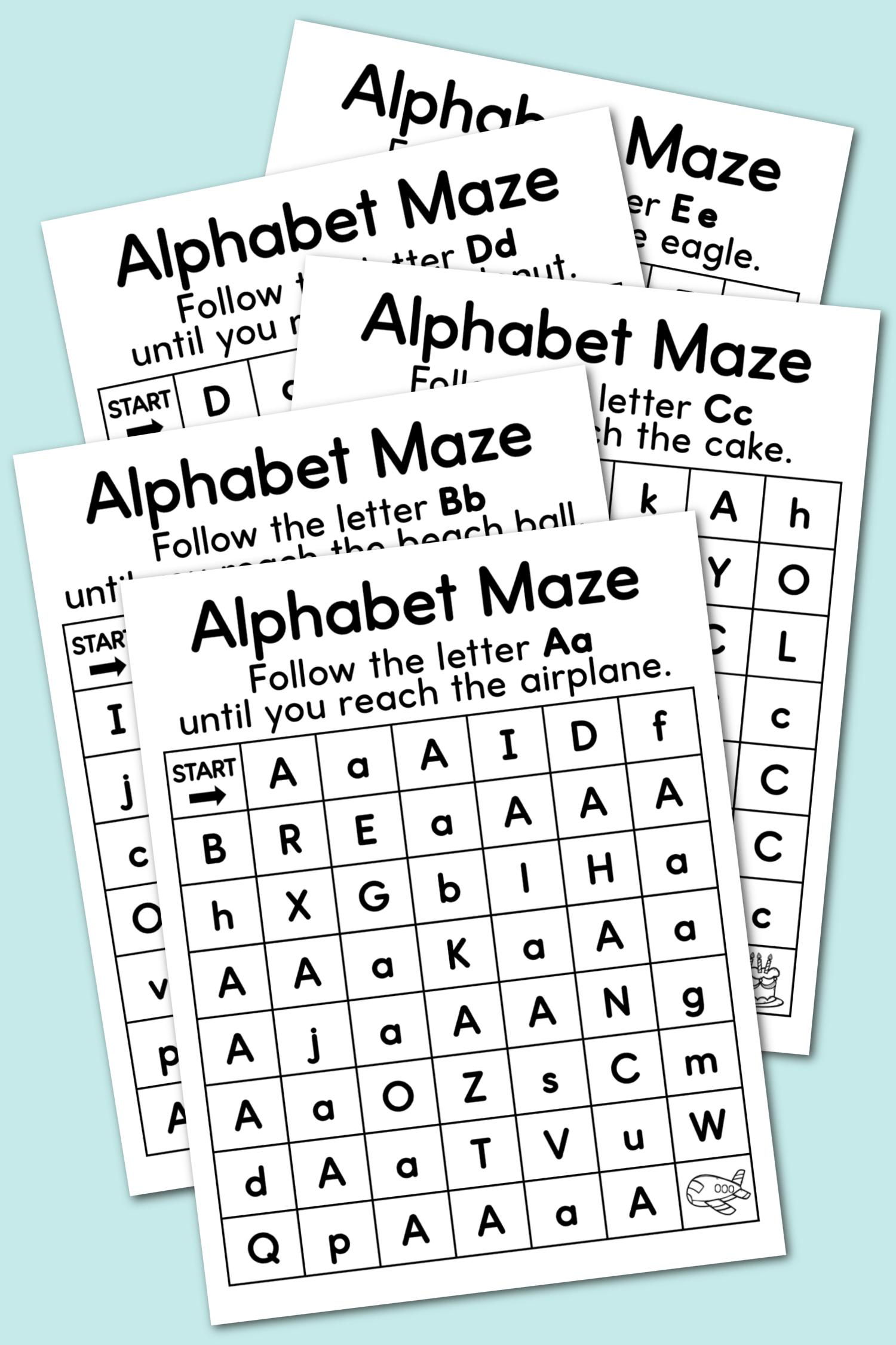 Alphabet Mazes Free Printable Kara Creates Alphabet Mazes Free Printable Kara Creates