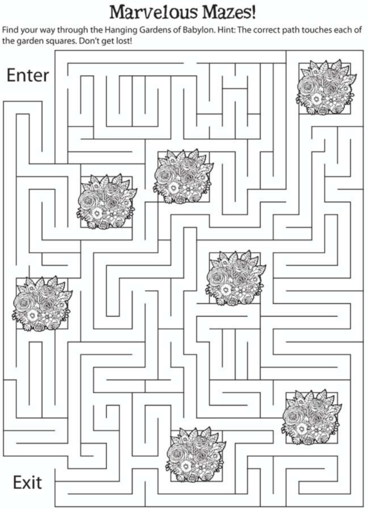 Babylonian Garden Maze Kids Game Activity Kids Answers