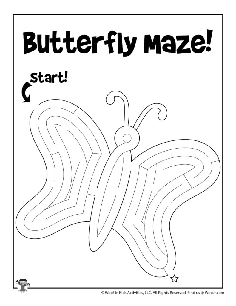 Butterfly Spring Maze Kids Activity Page Woo Jr Kids Activities Children s Publishing