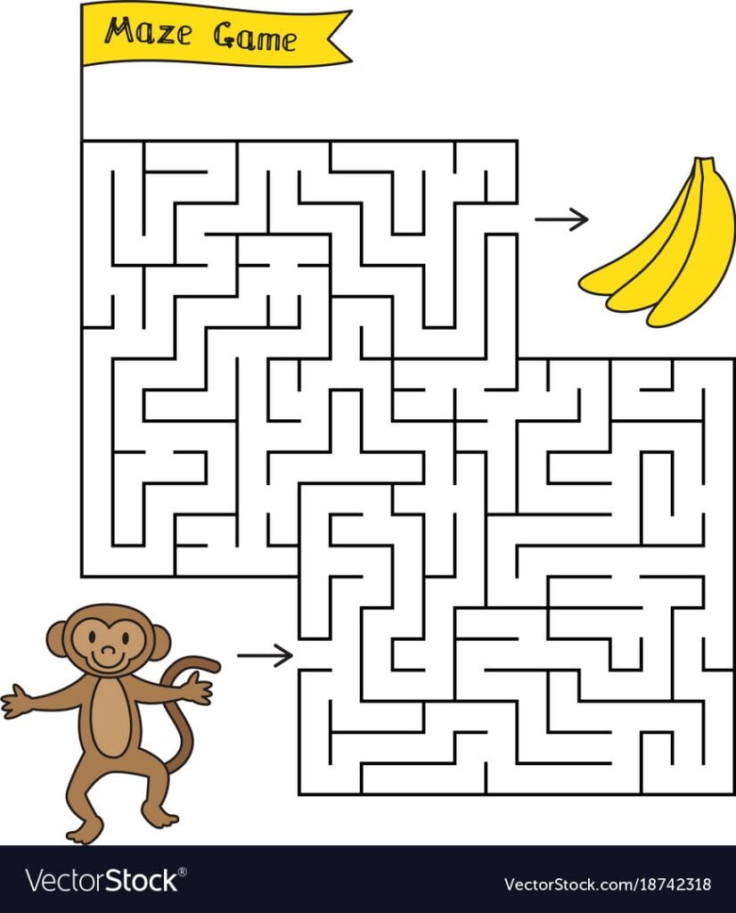 Cartoon Monkey Maze Game Royalty Free Vector Image