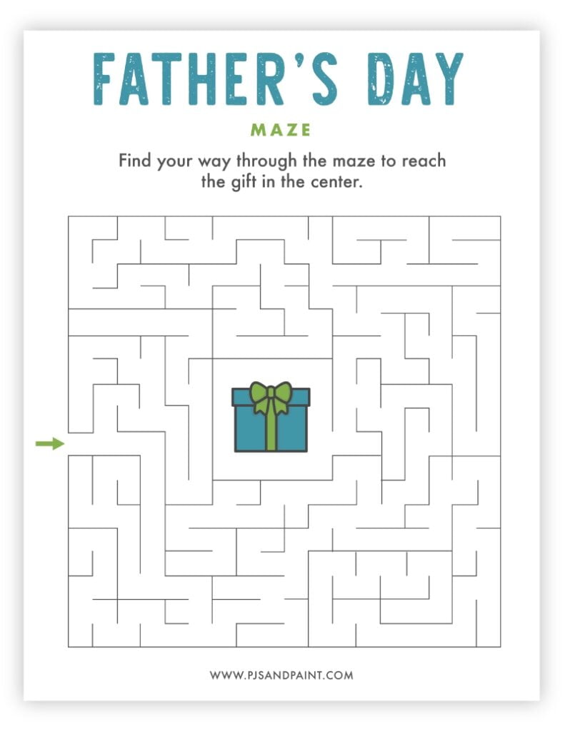 Free Printable Father s Day Maze Pjs And Paint