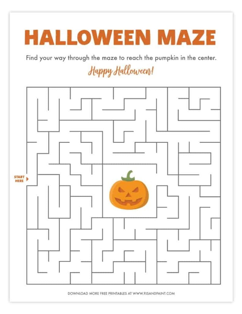 Free Printable Halloween Maze Pjs And Paint