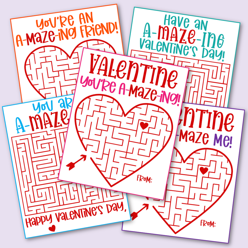Free Printable Maze Valentine s Day Cards Kara Creates