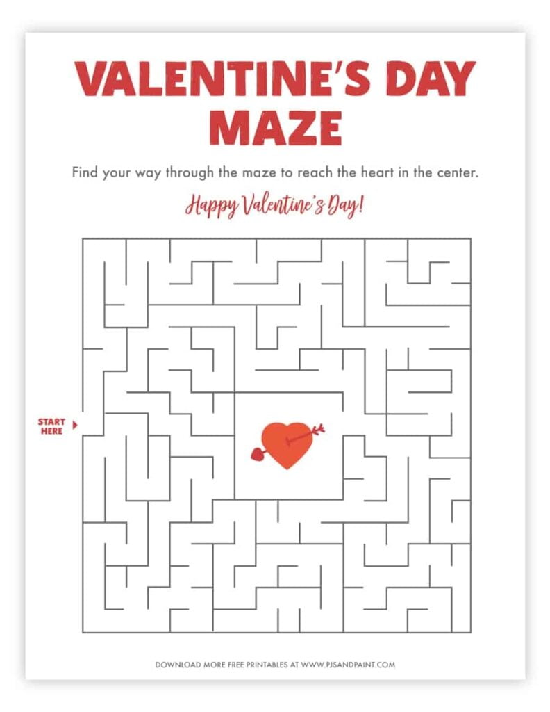Printable Maze Valentines