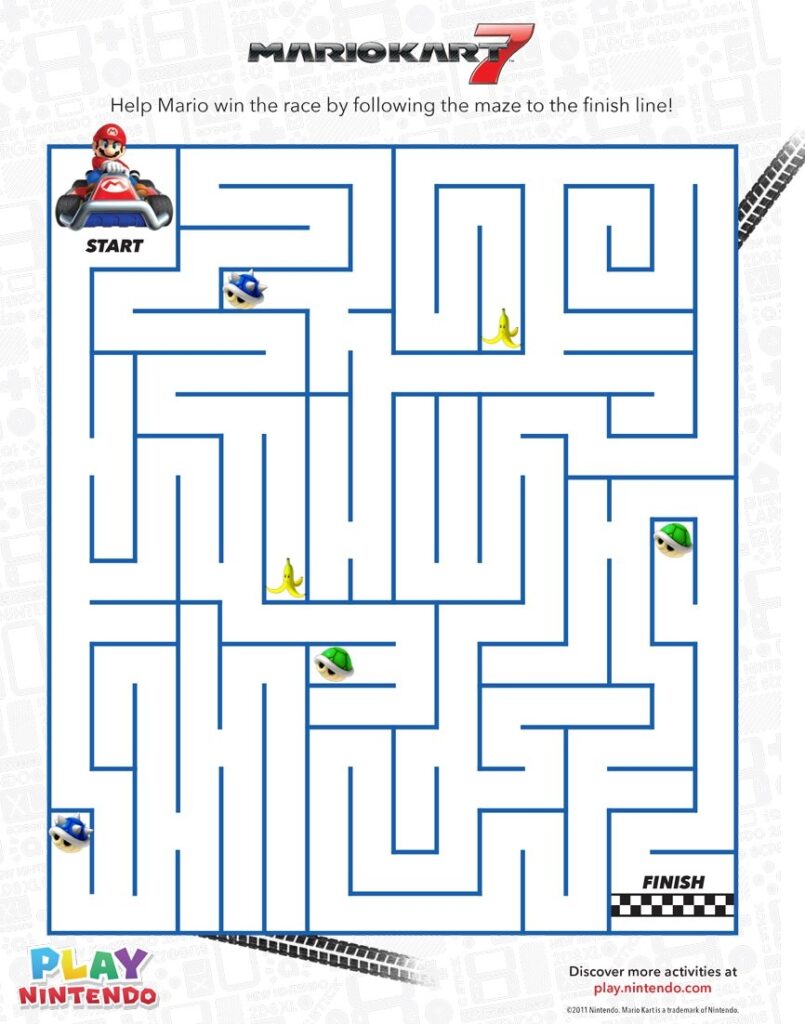 Mario Kart 7 Printable Maze Game Play Nintendo 