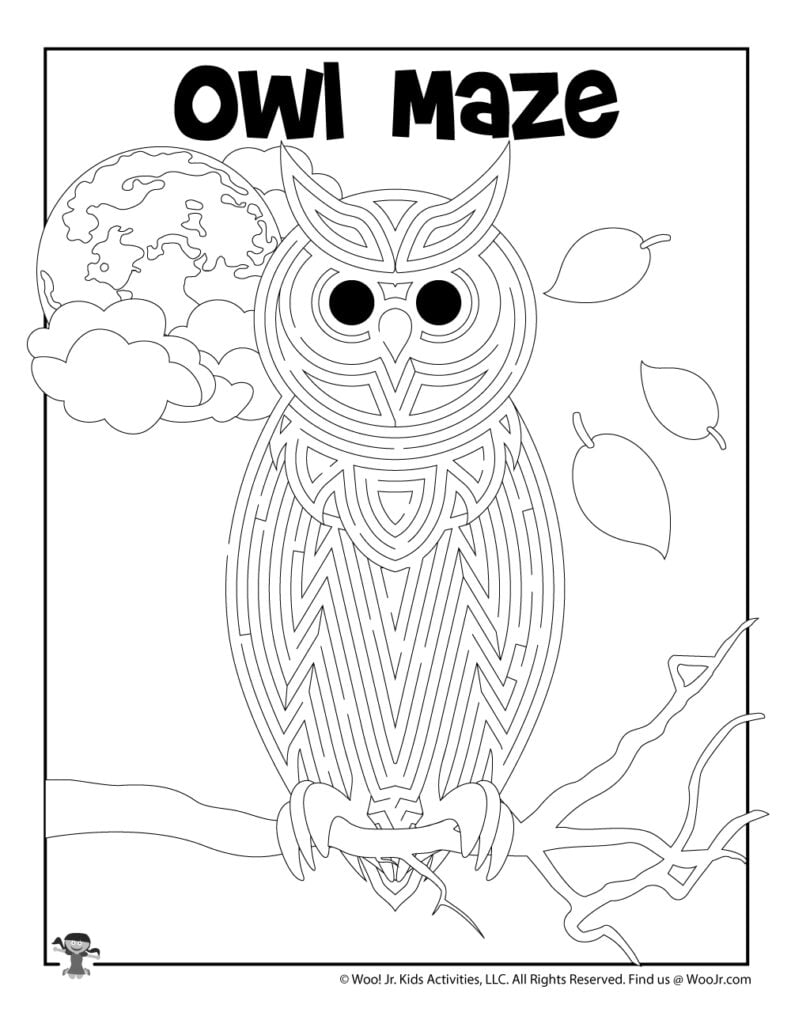 Printable Owl Maze Woo Jr Kids Activities Children s Publishing