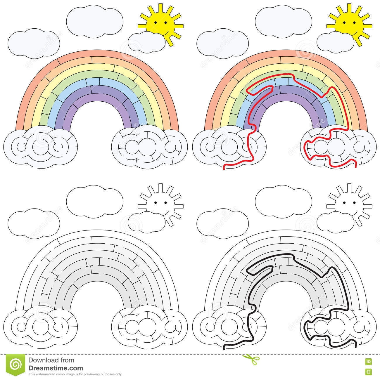 Printable Rainbow Maze Printable Rainbow Maze