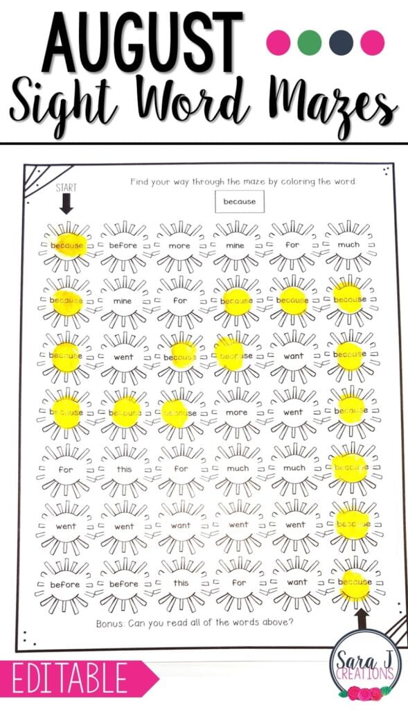 Printable Word Mazes